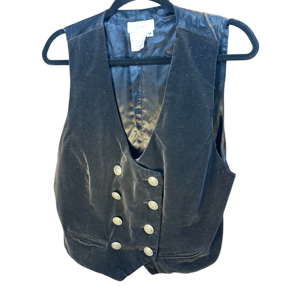 Vintage Apart Black Velvet Vest Women’s Size 14 Classic Annie Hall Whimsygoth - Picture 1 of 9